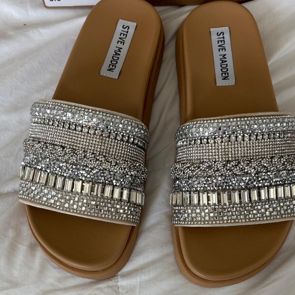Steve Madden Silver Crystal Embellished Sandals